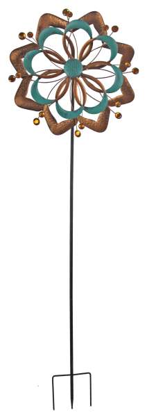 Dekoratives Windrad – Blütenförmiger Metall-Windrad mit Pastel und Kupferakzenten